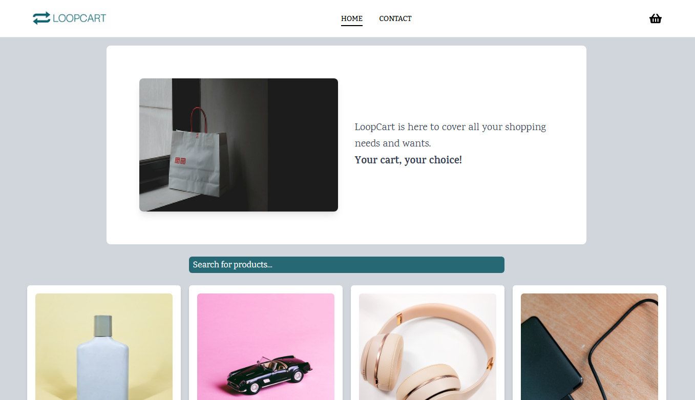 Screenshot of Loopcart website